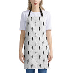 White And Black Lightning Pattern Print Apron