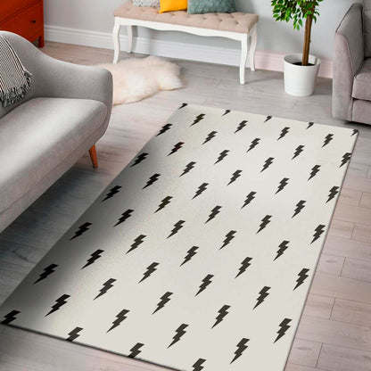 White And Black Lightning Pattern Print Area Rug