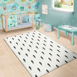 White And Black Lightning Pattern Print Area Rug