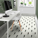 White And Black Lightning Pattern Print Area Rug
