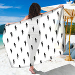 White And Black Lightning Pattern Print Beach Sarong Wrap