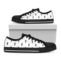 White And Black Lightning Pattern Print Black Low Top Sneakers