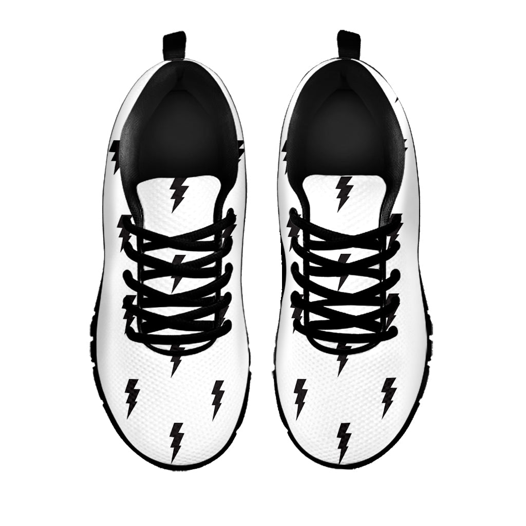 White And Black Lightning Pattern Print Black Sneakers