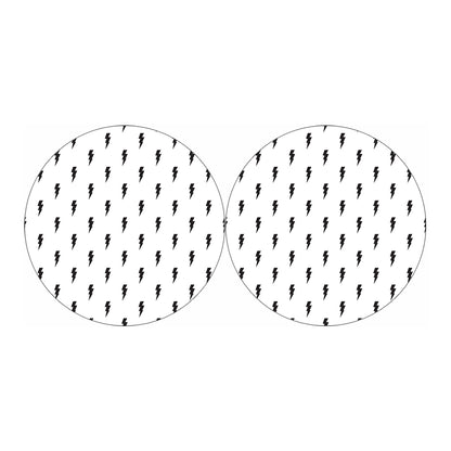 White And Black Lightning Pattern Print Car Coasters