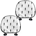 White And Black Lightning Pattern Print Car Headrest Covers