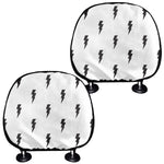 White And Black Lightning Pattern Print Car Headrest Covers