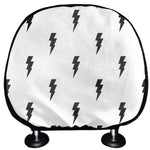White And Black Lightning Pattern Print Car Headrest Covers