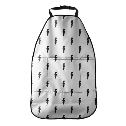 White And Black Lightning Pattern Print Car Seat Organizers