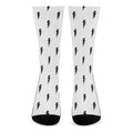 White And Black Lightning Pattern Print Crew Socks