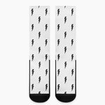 White And Black Lightning Pattern Print Crew Socks