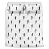 White And Black Lightning Pattern Print Duvet Cover Bedding Set