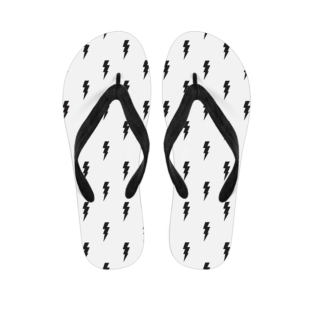 White And Black Lightning Pattern Print Flip Flops