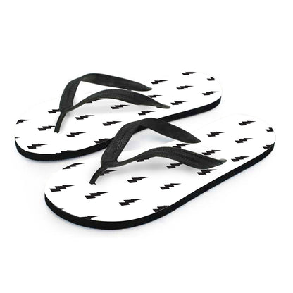 White And Black Lightning Pattern Print Flip Flops