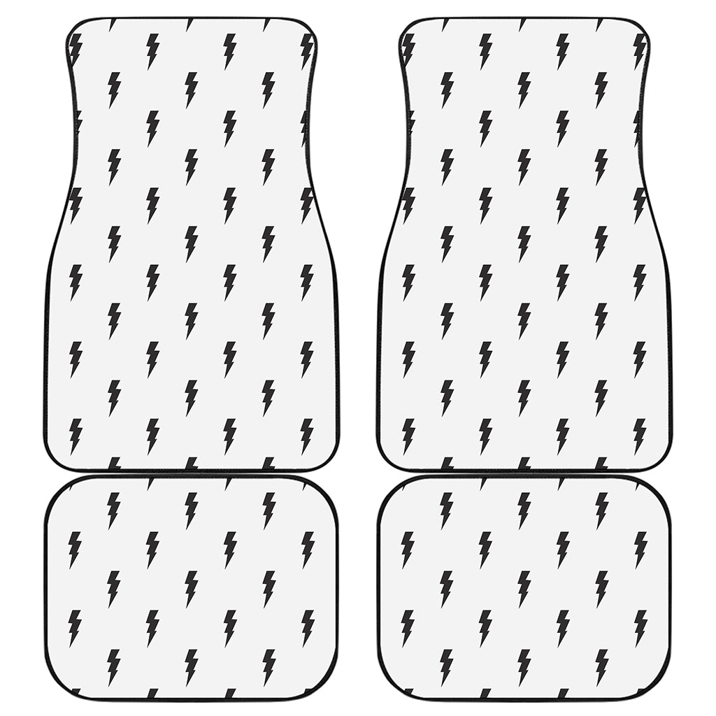 White And Black Lightning Pattern Print Front and Back Car Floor Mats