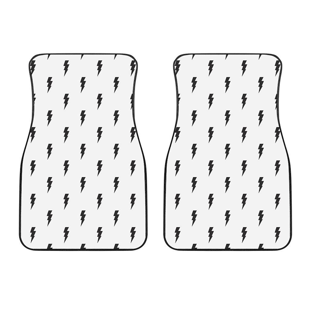 White And Black Lightning Pattern Print Front Car Floor Mats