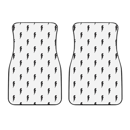 White And Black Lightning Pattern Print Front Car Floor Mats