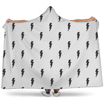 White And Black Lightning Pattern Print Hooded Blanket