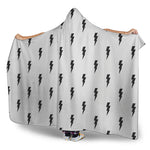 White And Black Lightning Pattern Print Hooded Blanket