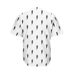 White And Black Lightning Pattern Print Men's Baseball Jersey