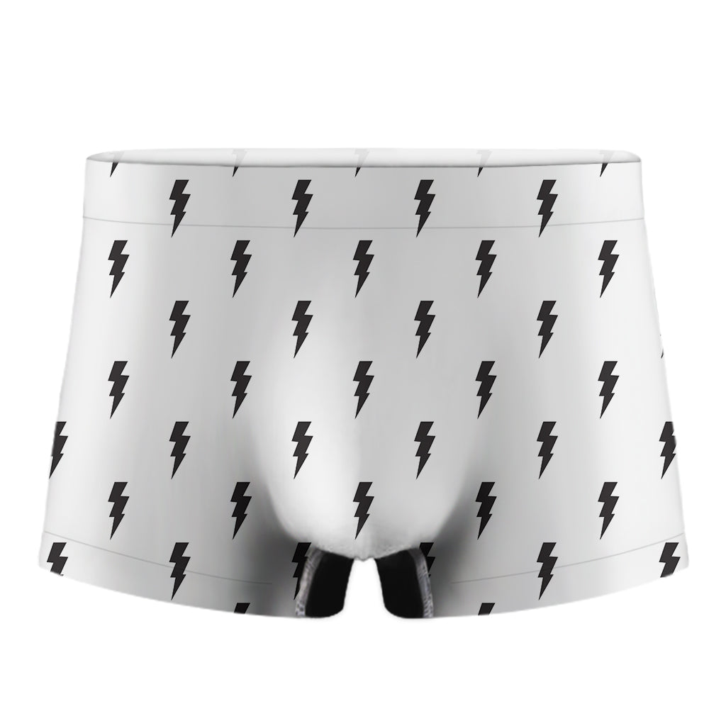 White And Black Lightning Pattern Print Men's Boxer Briefs