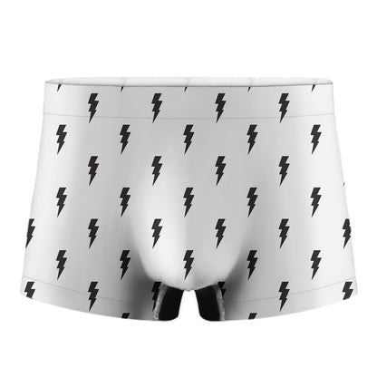 White And Black Lightning Pattern Print Men's Boxer Briefs