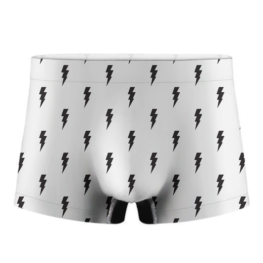 White And Black Lightning Pattern Print Men's Boxer Briefs