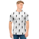 White And Black Lightning Pattern Print Men's T-Shirt