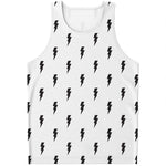 White And Black Lightning Pattern Print Men's Tank Top