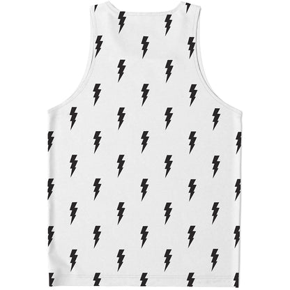 White And Black Lightning Pattern Print Men's Tank Top