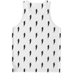 White And Black Lightning Pattern Print Men's Tank Top
