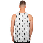 White And Black Lightning Pattern Print Men's Tank Top
