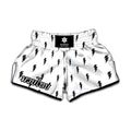 White And Black Lightning Pattern Print Muay Thai Boxing Shorts