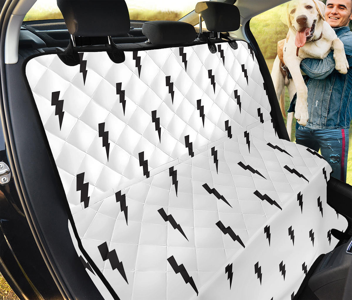 White And Black Lightning Pattern Print Pet Car Back Seat Cover