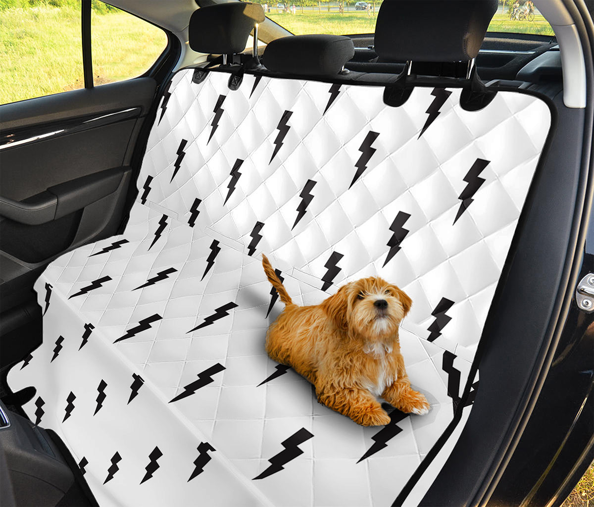White And Black Lightning Pattern Print Pet Car Back Seat Cover