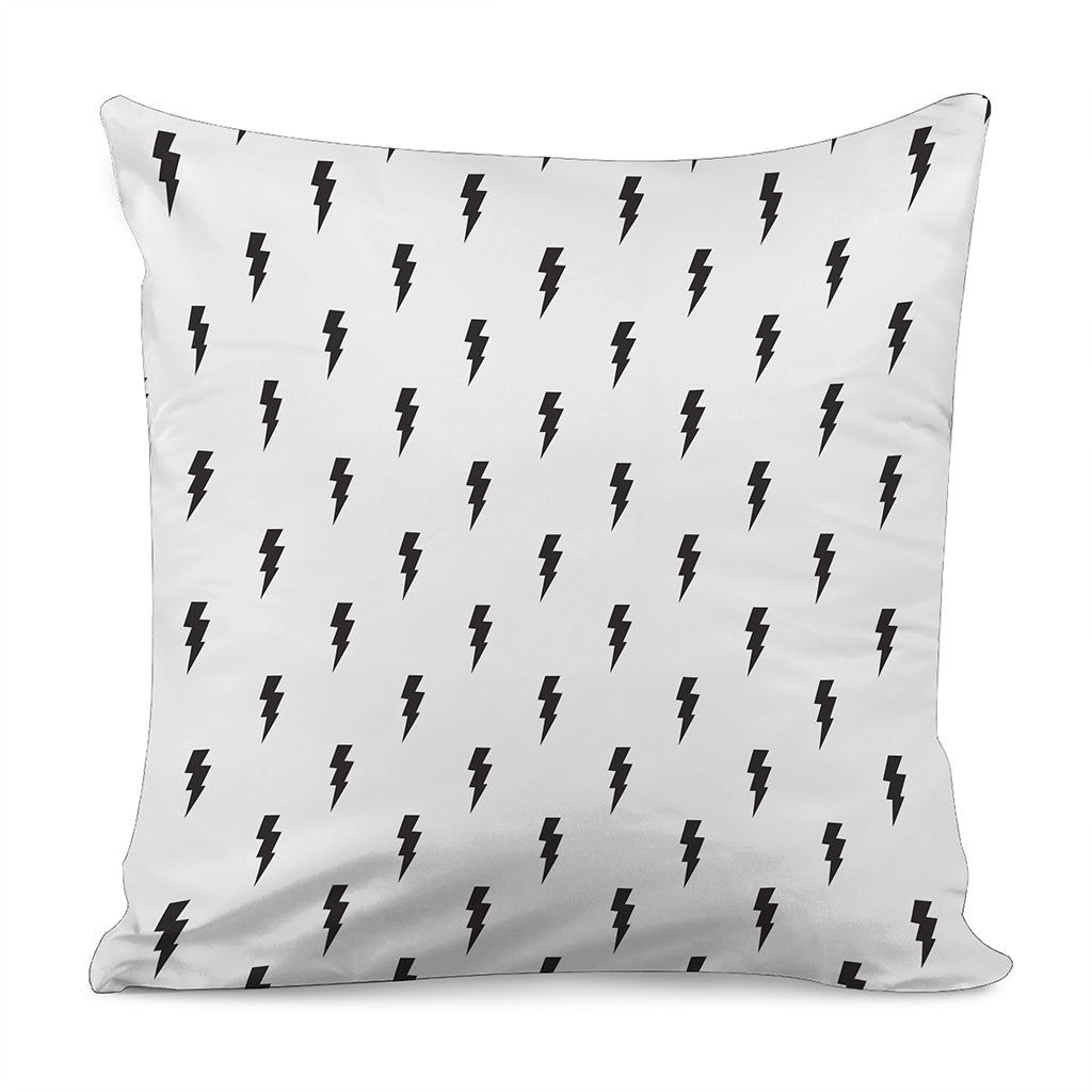 White And Black Lightning Pattern Print Pillow Cover