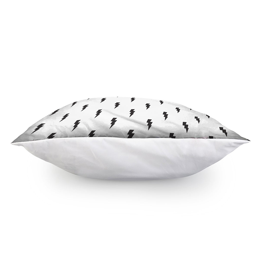 White And Black Lightning Pattern Print Pillow Cover