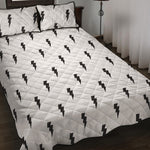 White And Black Lightning Pattern Print Quilt Bed Set