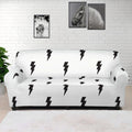 White And Black Lightning Pattern Print Sofa Cover