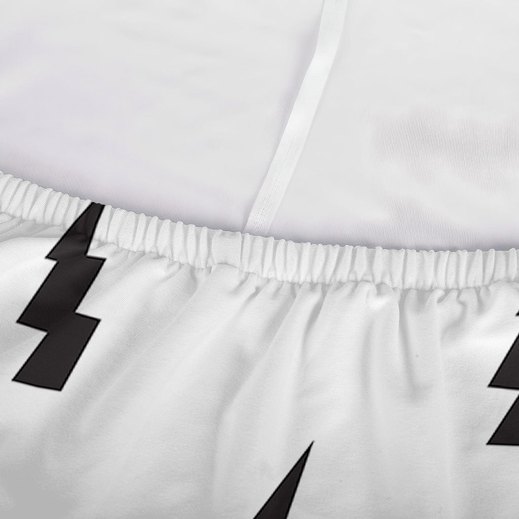 White And Black Lightning Pattern Print Sofa Cover