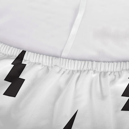 White And Black Lightning Pattern Print Sofa Cover