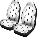 White And Black Lightning Pattern Print Universal Fit Car Seat Covers
