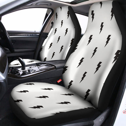 White And Black Lightning Pattern Print Universal Fit Car Seat Covers