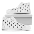 White And Black Lightning Pattern Print White High Top Sneakers