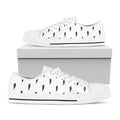 White And Black Lightning Pattern Print White Low Top Sneakers