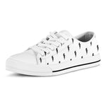 White And Black Lightning Pattern Print White Low Top Shoes