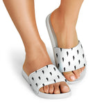 White And Black Lightning Pattern Print White Slide Sandals