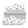 White And Black Lightning Pattern Print White Running Shoes