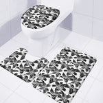 White And Black Lily Pattern Print 3 Piece Bath Mat Set
