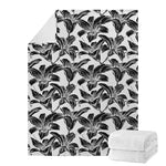 White And Black Lily Pattern Print Blanket