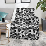White And Black Lily Pattern Print Blanket